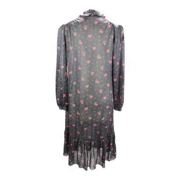 Vintage Maxi Shift Dress with Victorian Neckline and Peasant Sleeves - Picture 3 of 7